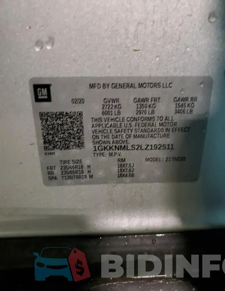 1GKKNMLS2LZ192511 Photo# 13