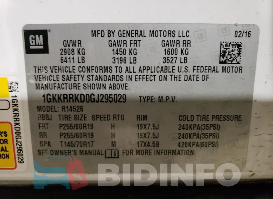1GKKRRKD0GJ295029 Photo# 13