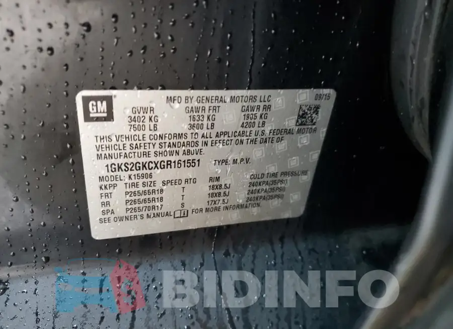 1GKS2GKCXGR161551 Photo# 13