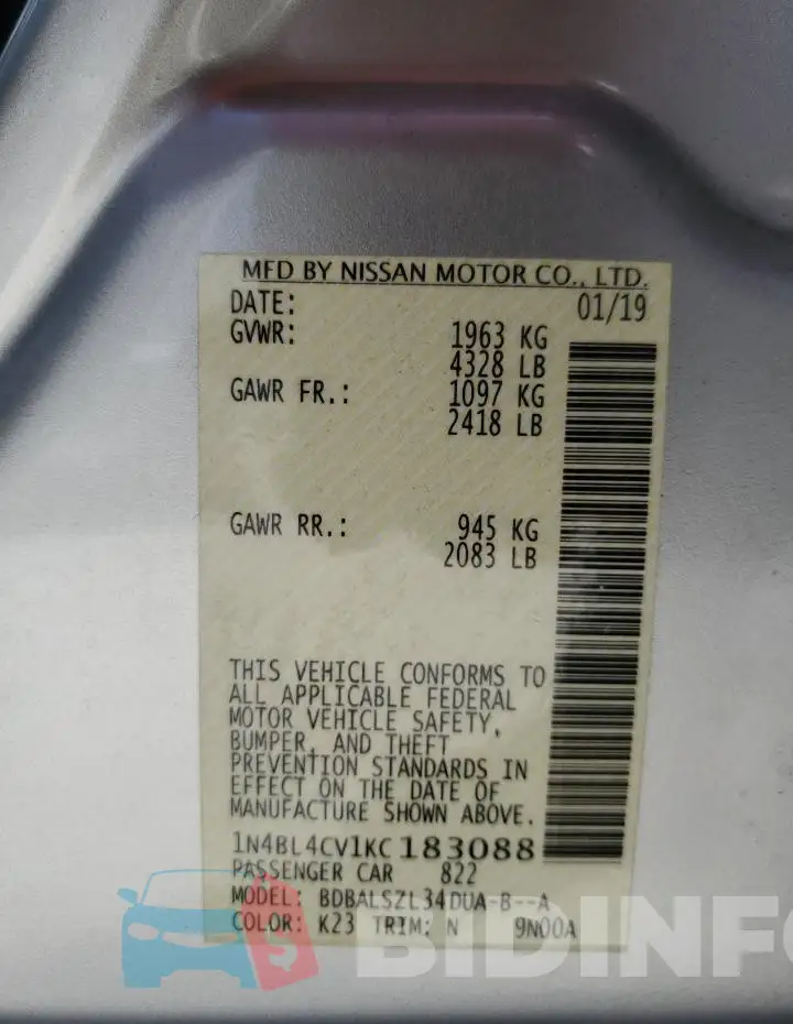 1N4BL4CV1KC183088 Photo# 12