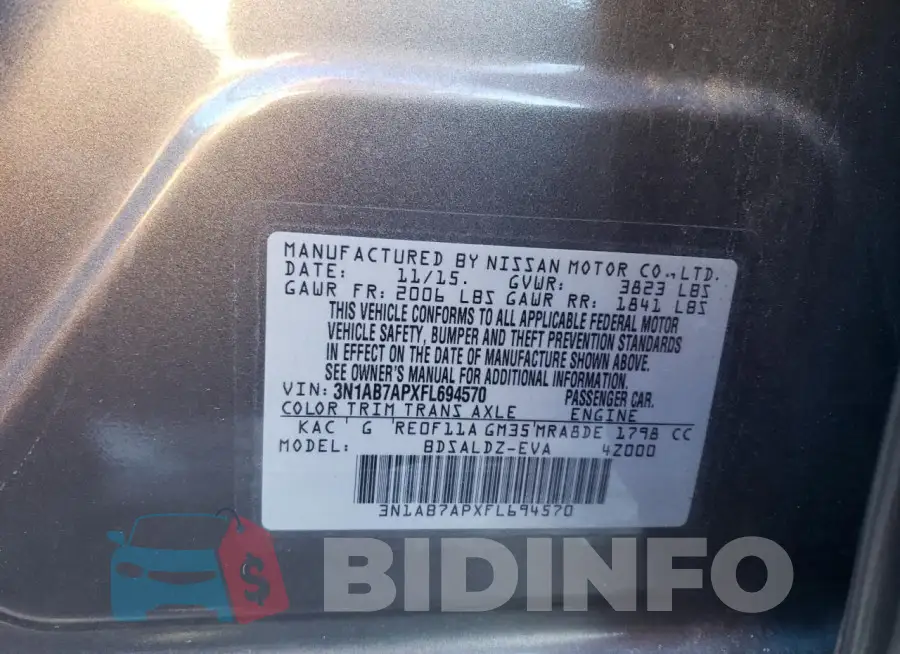 3N1AB7APXFL694570 Photo# 13