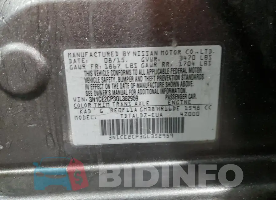 3N1CE2CP3GL352959 Photo# 12