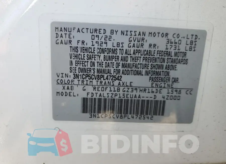 3N1CP5CV8PL472542 Photo# 13