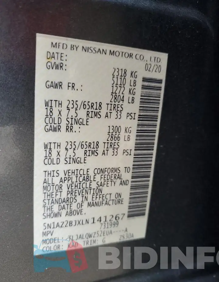 5N1AZ2BJXLN141267 Photo# 13