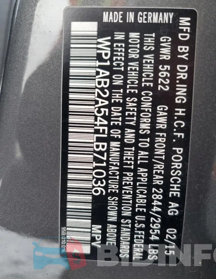 WP1AB2A54FLB71036 Photo# 13