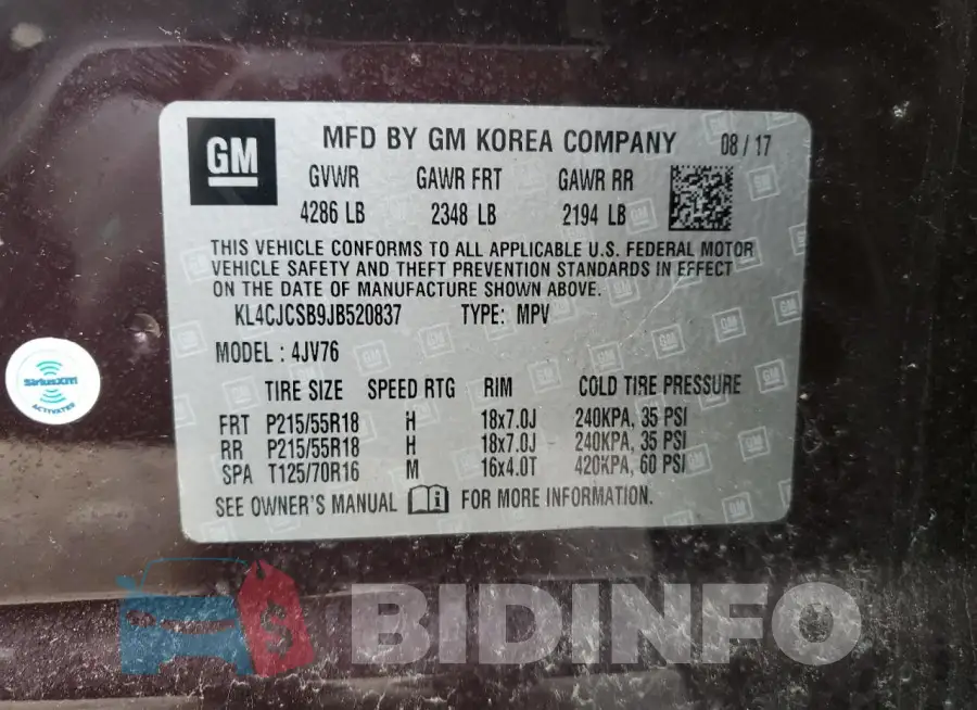 KL4CJCSB9JB520837 Photo# 13