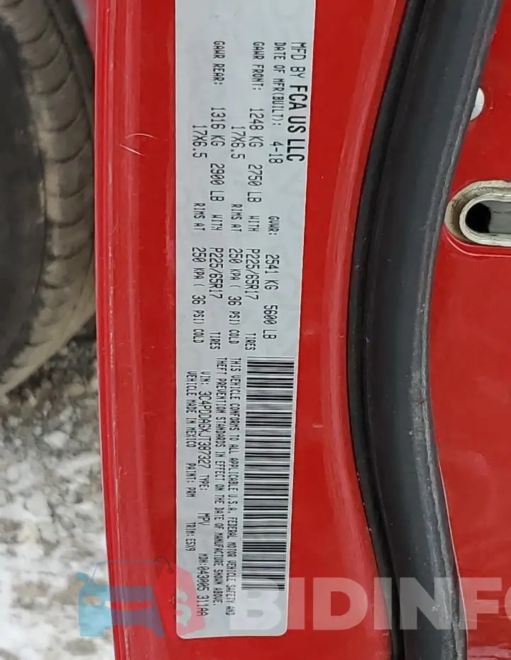 3C4PDDAGXJT387327 Photo# 14
