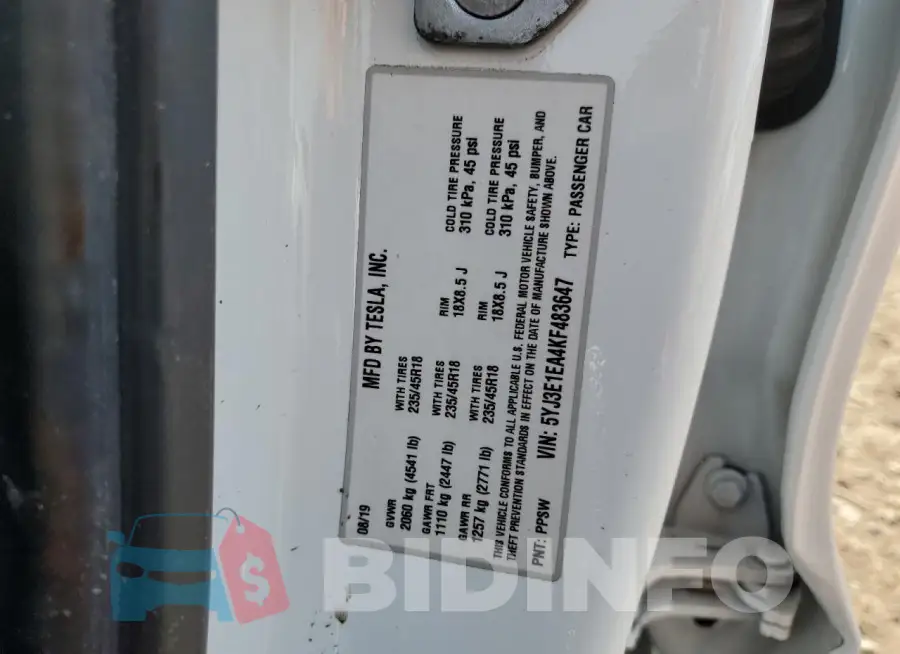 5YJ3E1EA4KF483647 Photo# 12
