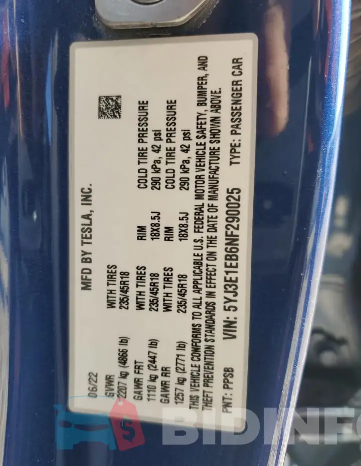 5YJ3E1EB6NF290025 Photo# 13