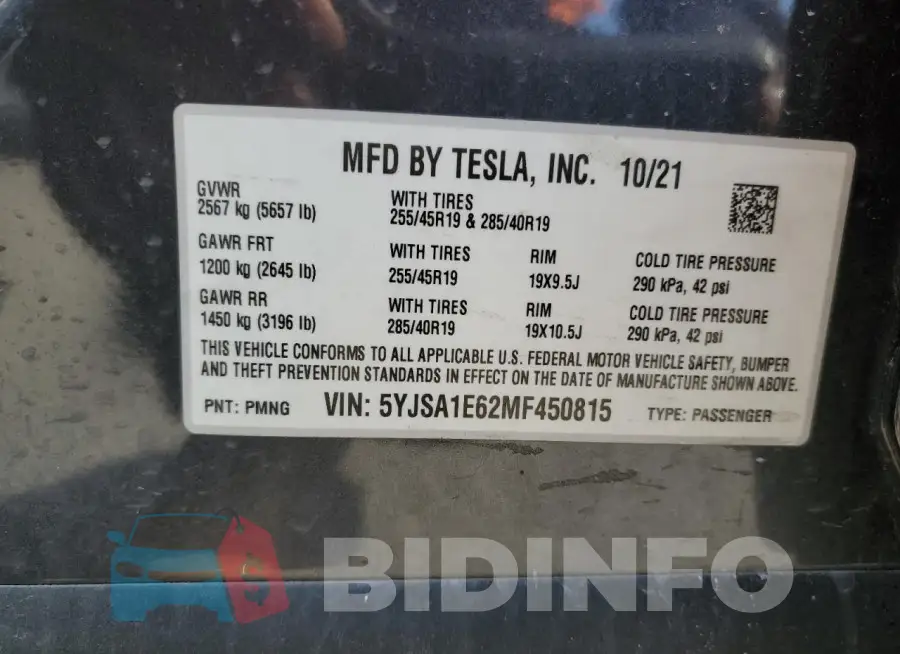 5YJSA1E62MF450815 Photo# 12