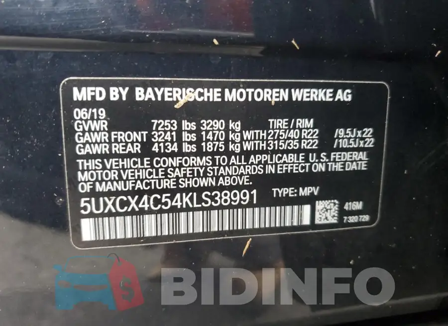 5UXCX4C54KLS38991 Photo# 12