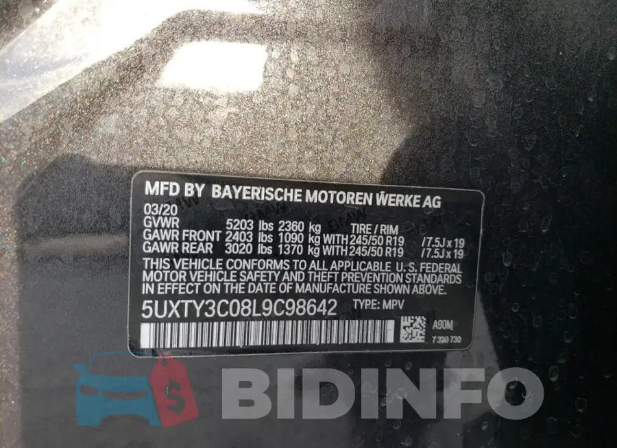 5UXTY3C08L9C98642 Photo# 14