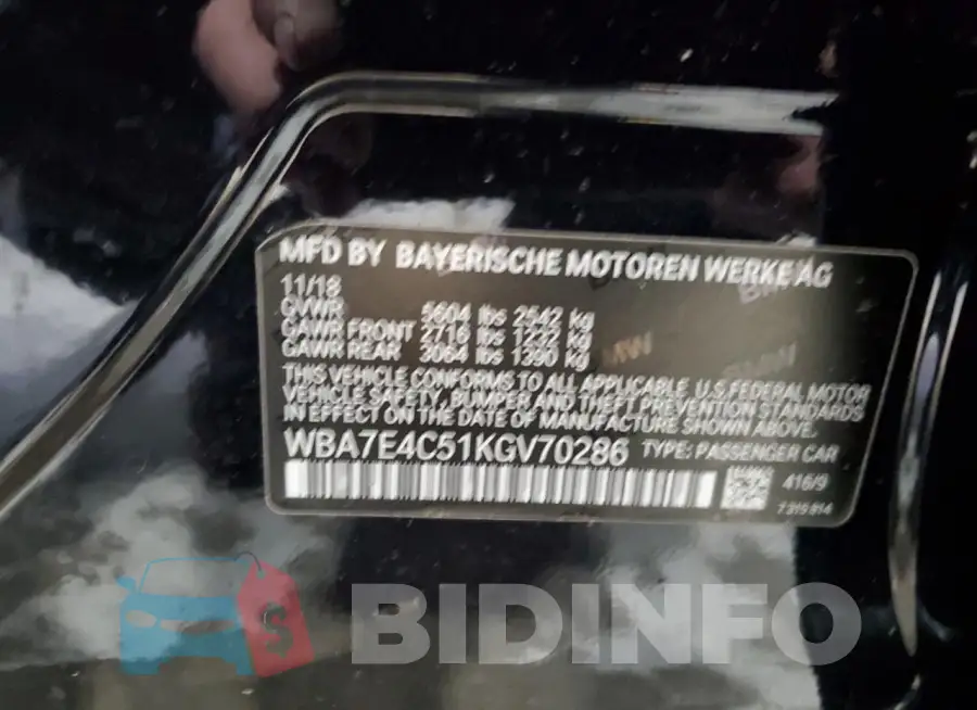 WBA7E4C51KGV70286 Photo# 12