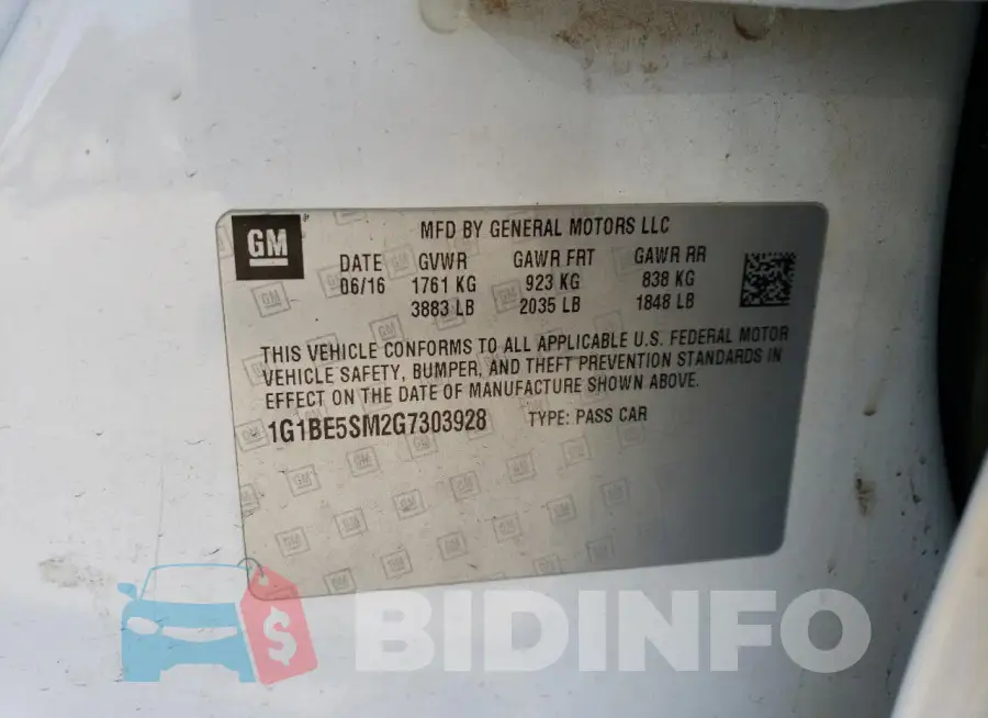 1G1BE5SM2G7303928 Photo# 12