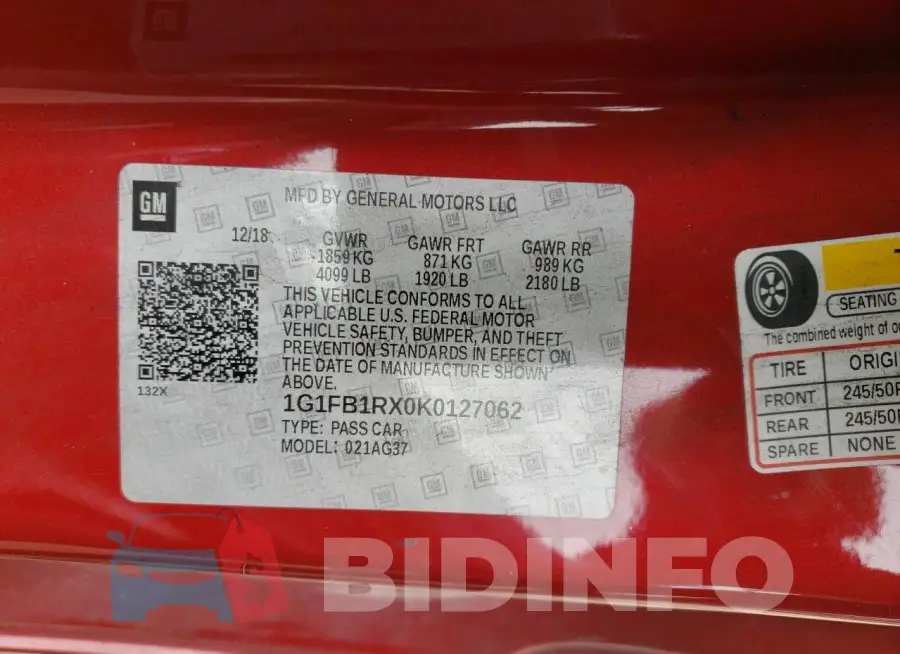 1G1FB1RX0K0127062 Photo# 12