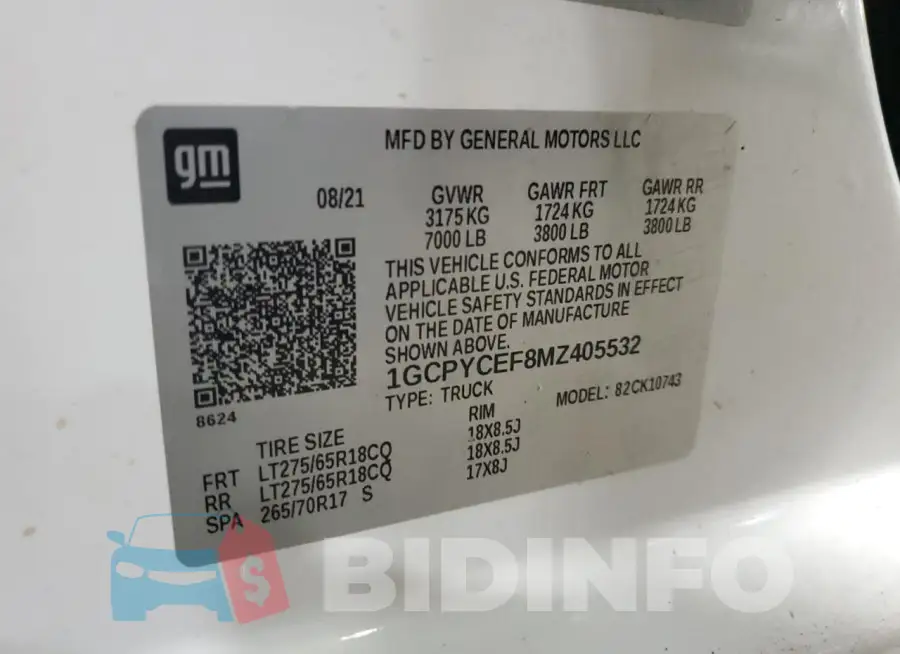 1GCPYCEF8MZ405532 Photo# 13