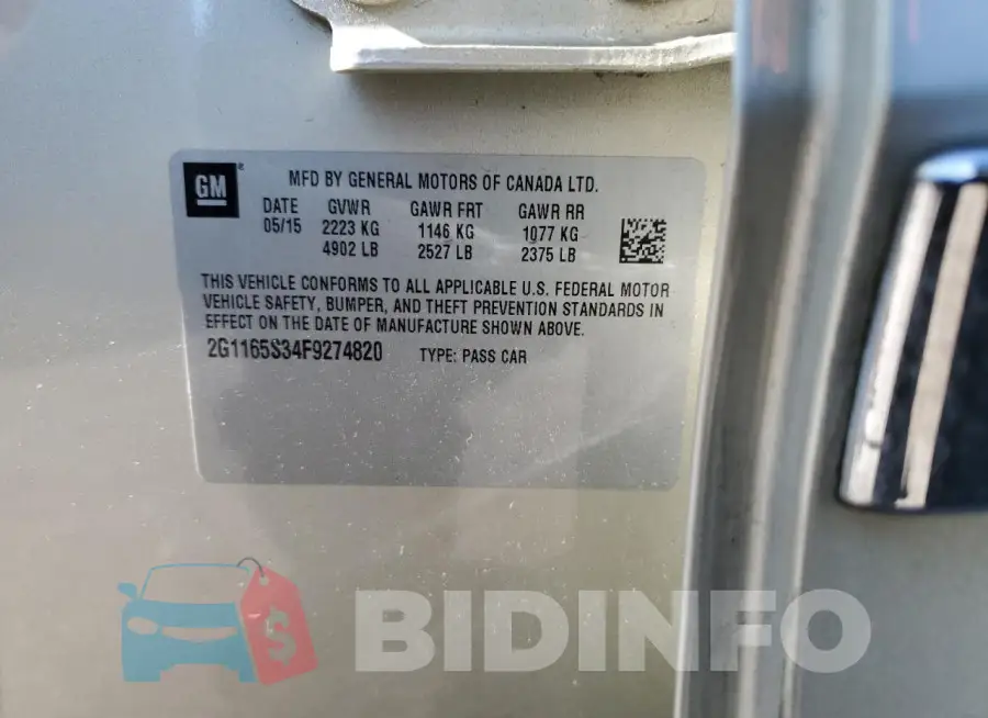 2G1165S34F9274820 Photo# 12