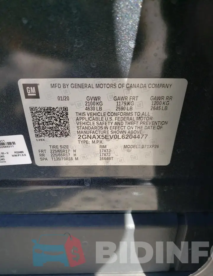 2GNAX5EV0L6204477 Photo# 13