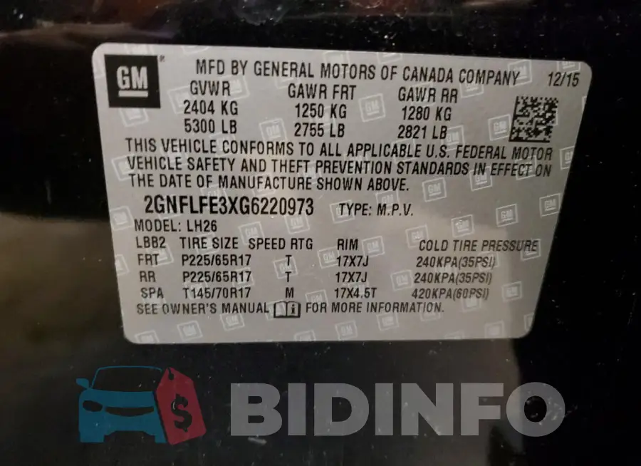 2GNFLFE3XG6220973 Photo# 12