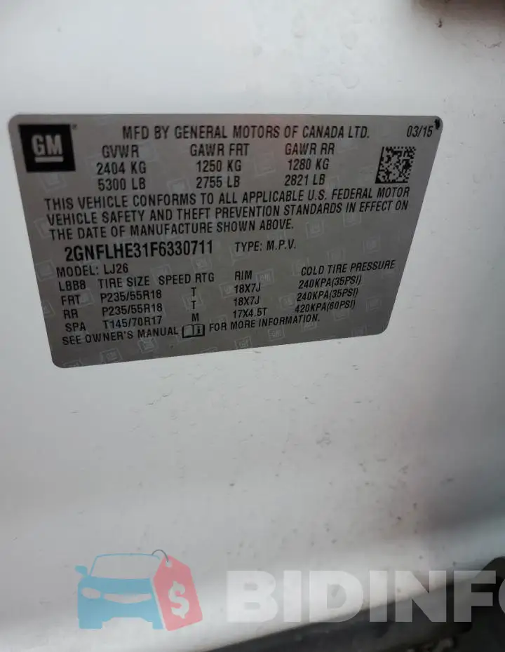 2GNFLHE31F6330711 Photo# 13
