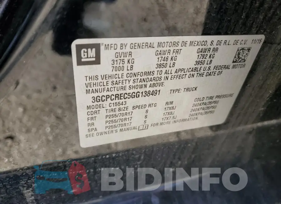 3GCPCREC5GG138491 Photo# 13
