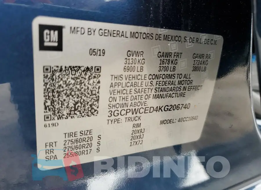 3GCPWCED4KG206740 Photo# 12