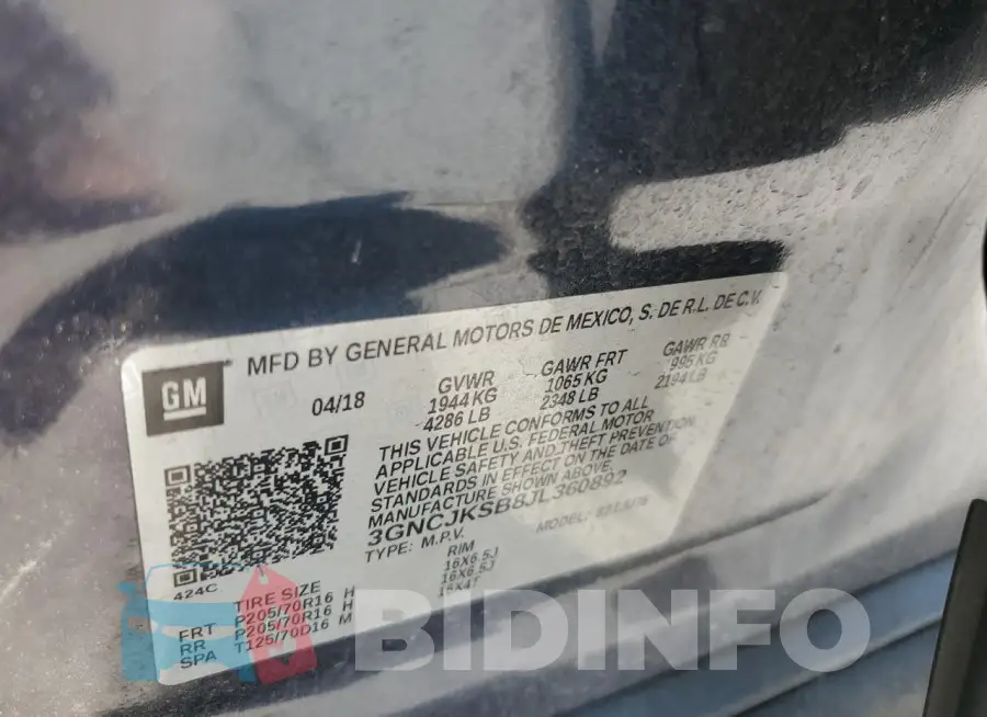 3GNCJKSB8JL360892 Photo# 13