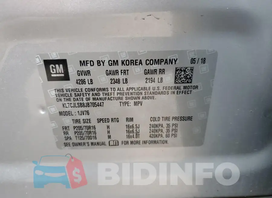 KL7CJLSB8JB705447 Photo# 13