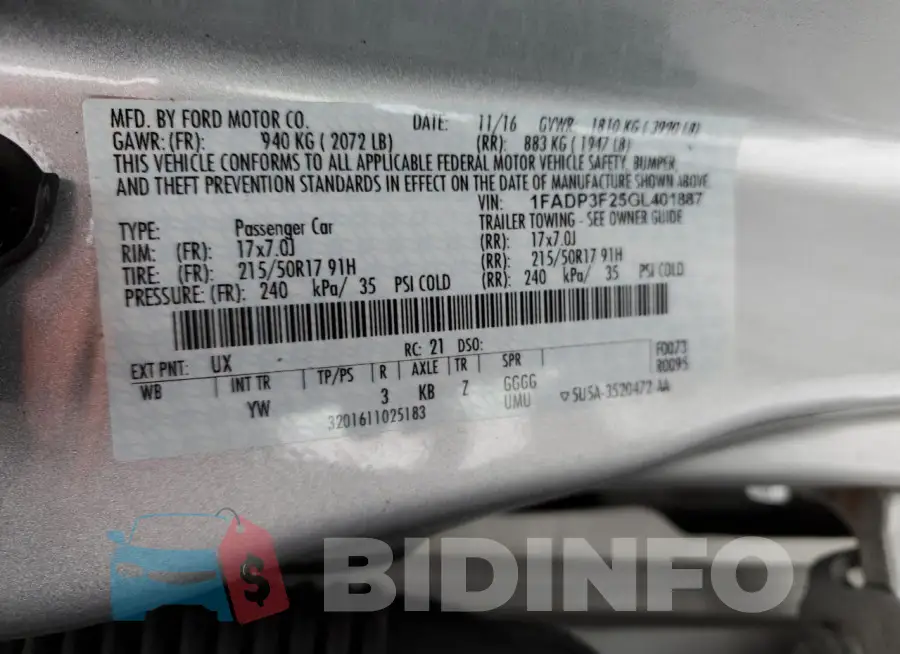 1FADP3F25GL401887 Photo# 13