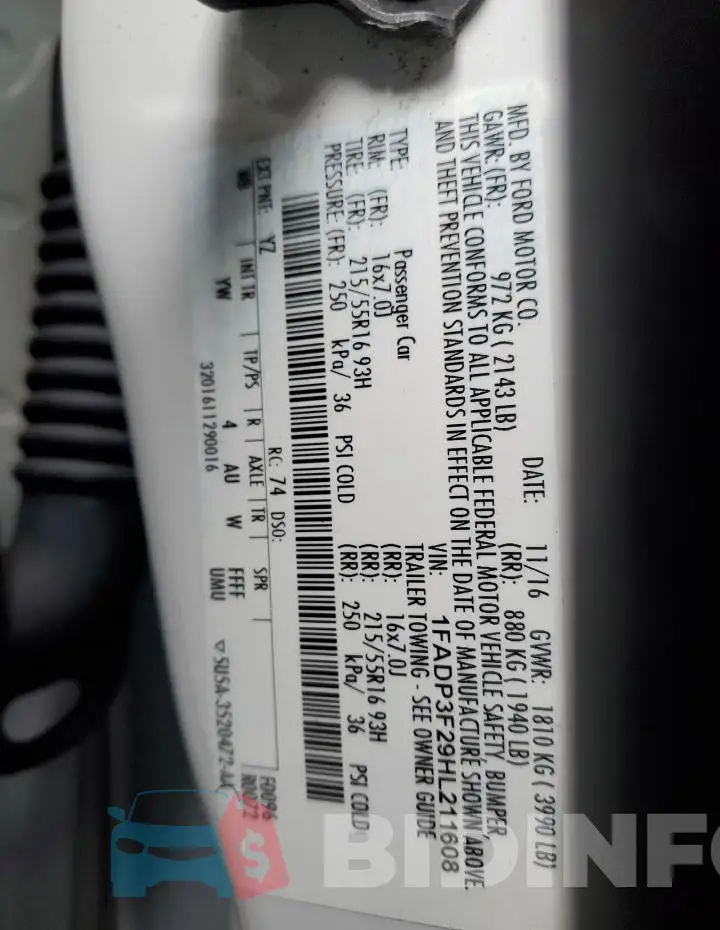 1FADP3F29HL211608 Photo# 12