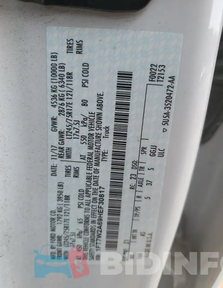 1FT7W2A69HEF30817 Photo# 13
