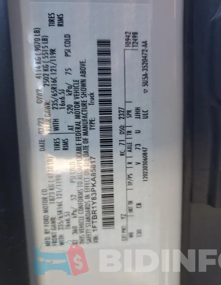 1FTBR1Y83PKA85817 Photo# 14