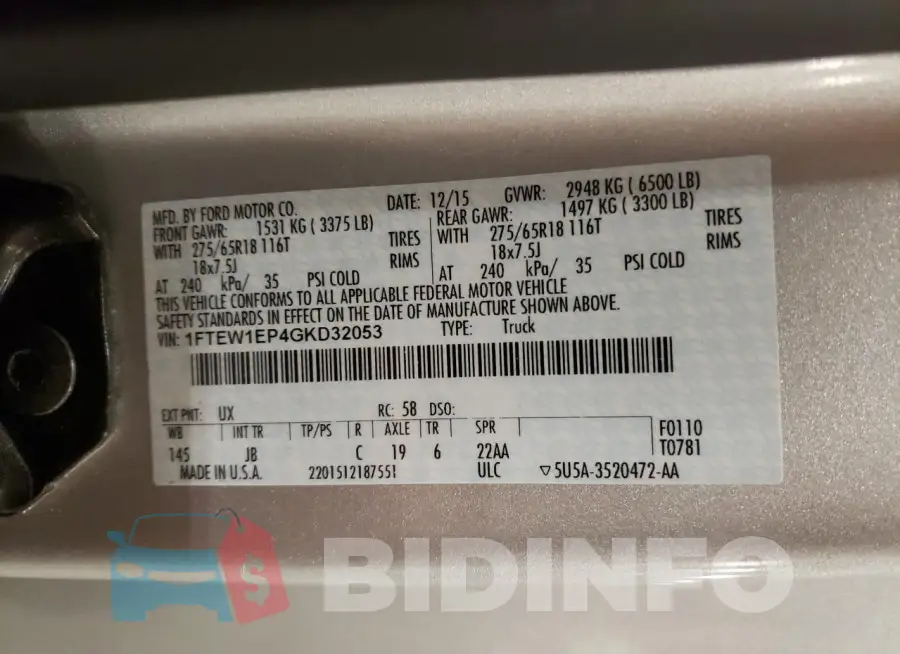 1FTEW1EP4GKD32053 Photo# 12