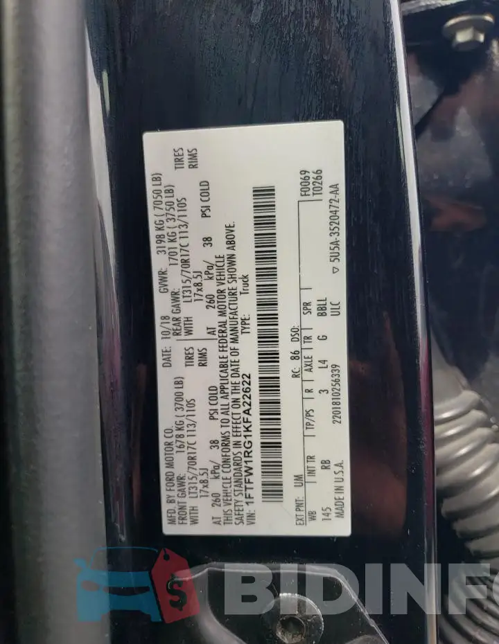 1FTFW1RG1KFA22622 Photo# 12