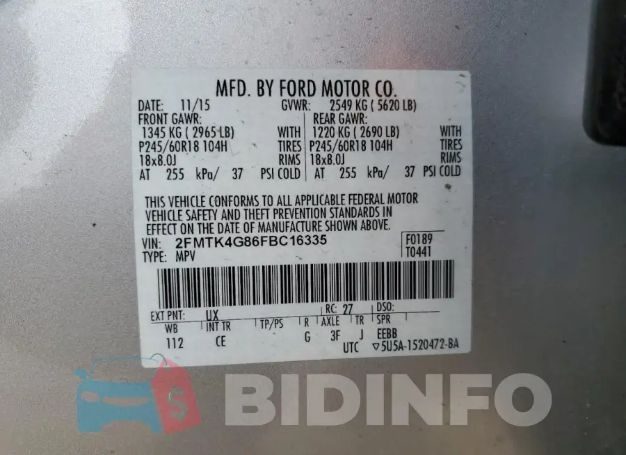 2FMTK4G86FBC16335 Photo# 13