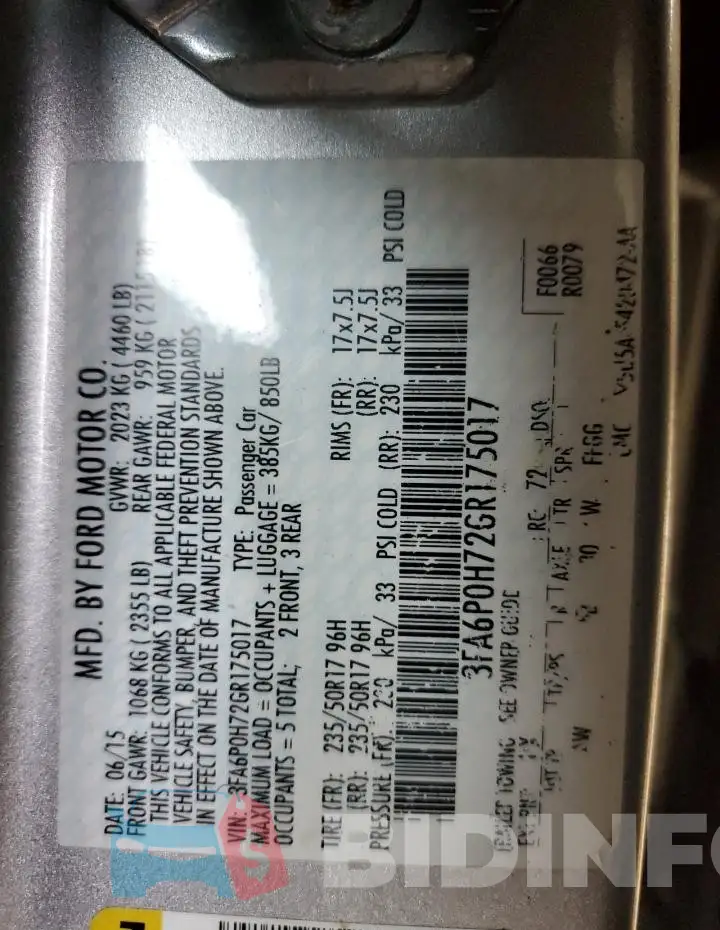 3FA6P0H72GR175017 Photo# 12