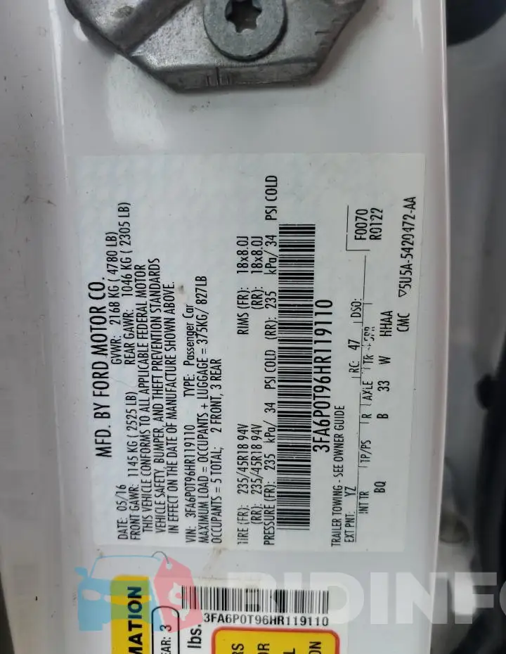3FA6P0T96HR119110 Photo# 13