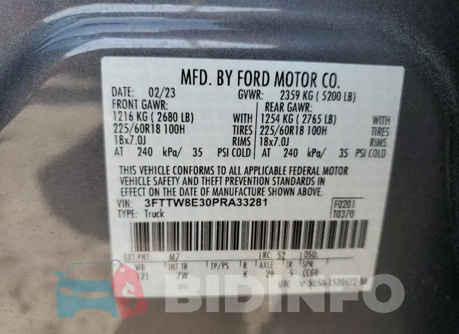 3FTTW8E30PRA33281 Photo# 12