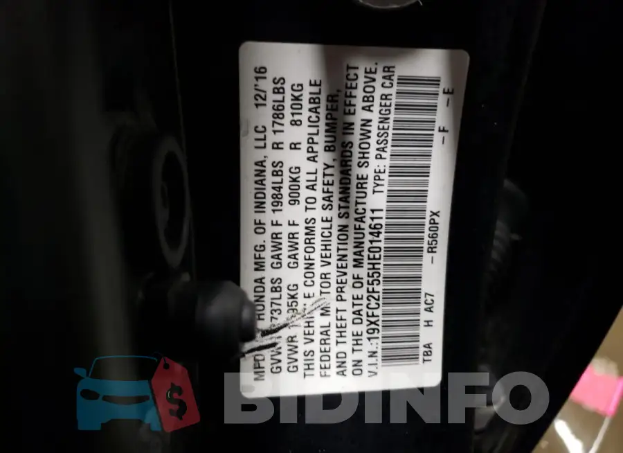 19XFC2F55HE014611 Photo# 12