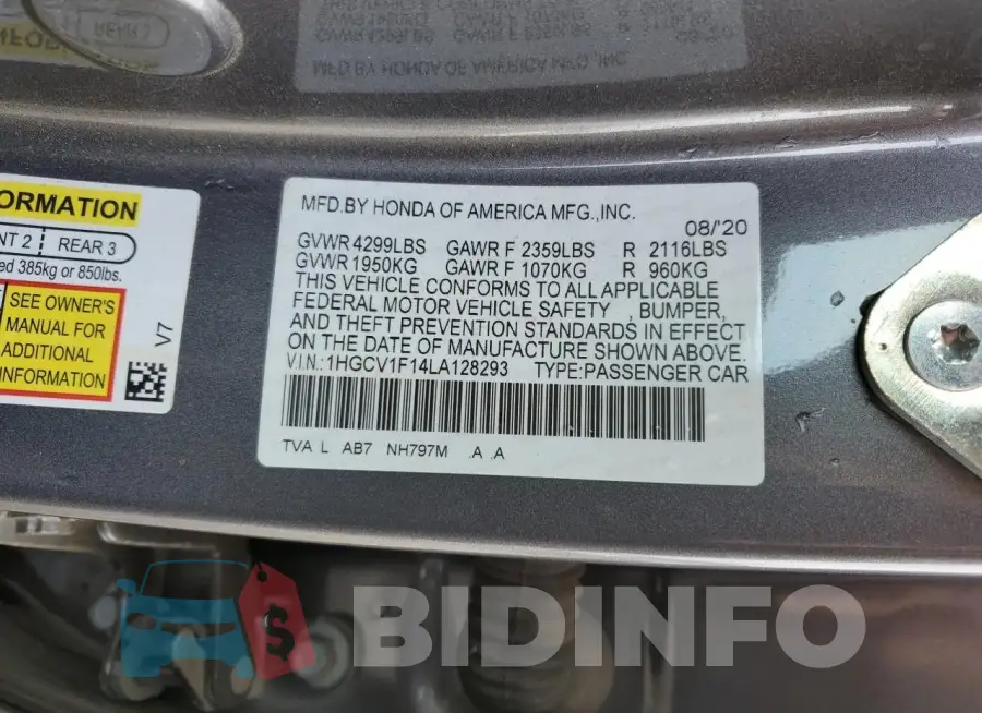 1HGCV1F14LA128293 Photo# 12