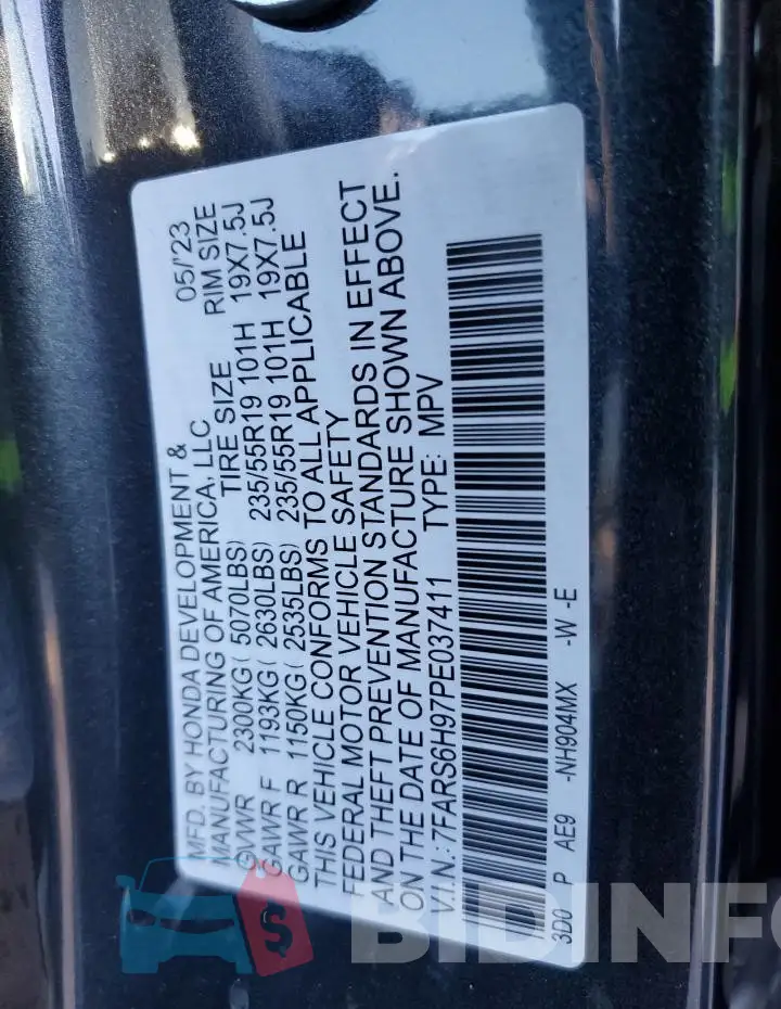 7FARS6H97PE037411 Photo# 13