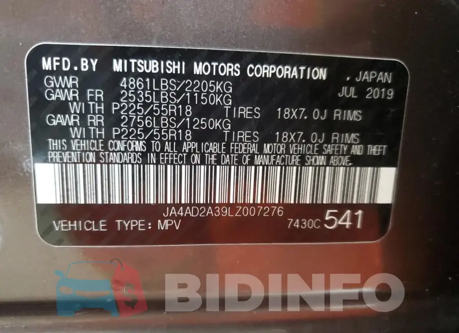 JA4AD2A39LZ007276 Photo# 13