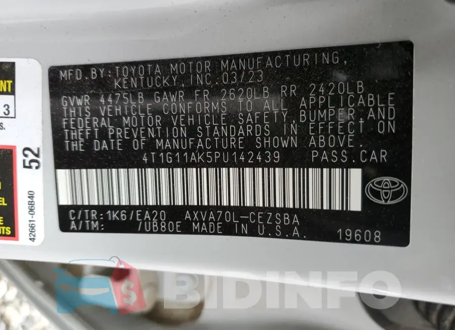 4T1G11AK5PU142439 Photo# 12