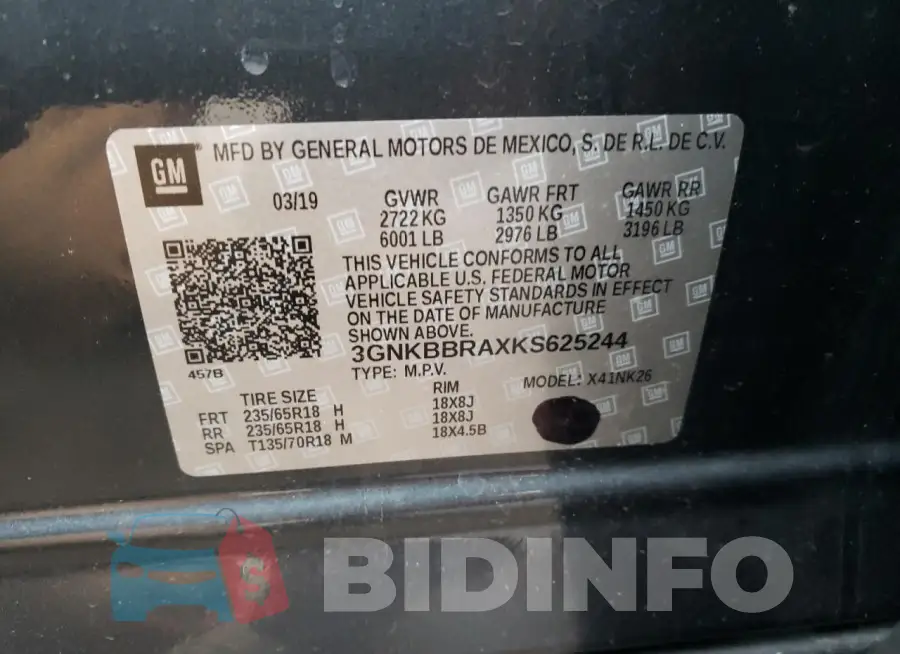 3GNKBBRAXKS625244 Photo# 12