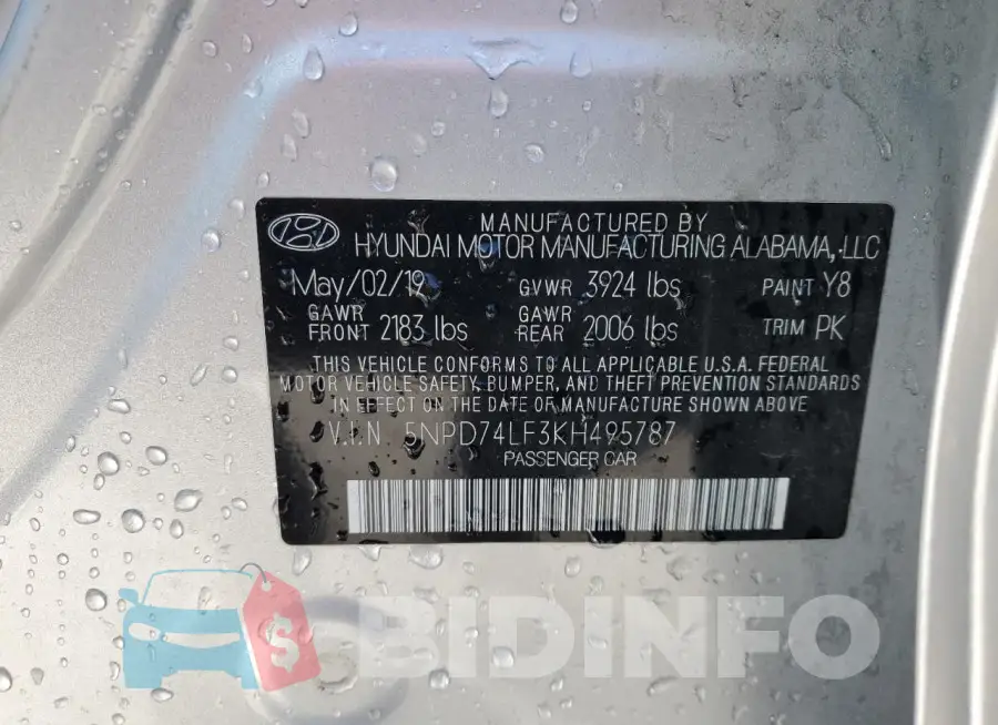 5NPD74LF3KH495787 Photo# 12
