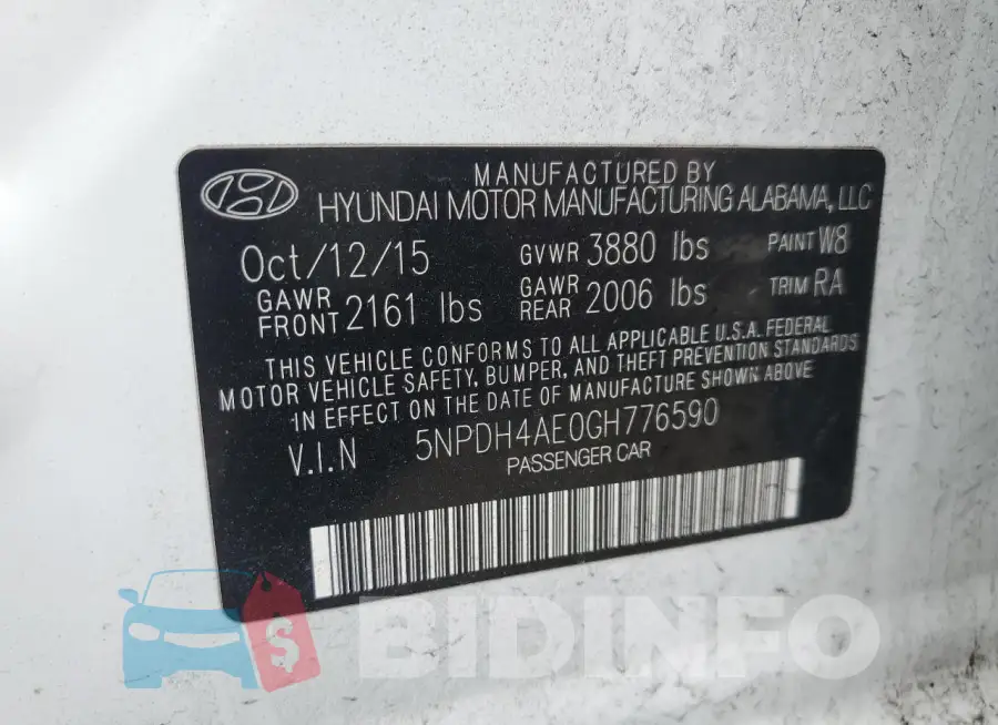 5NPDH4AE0GH776590 Photo# 12