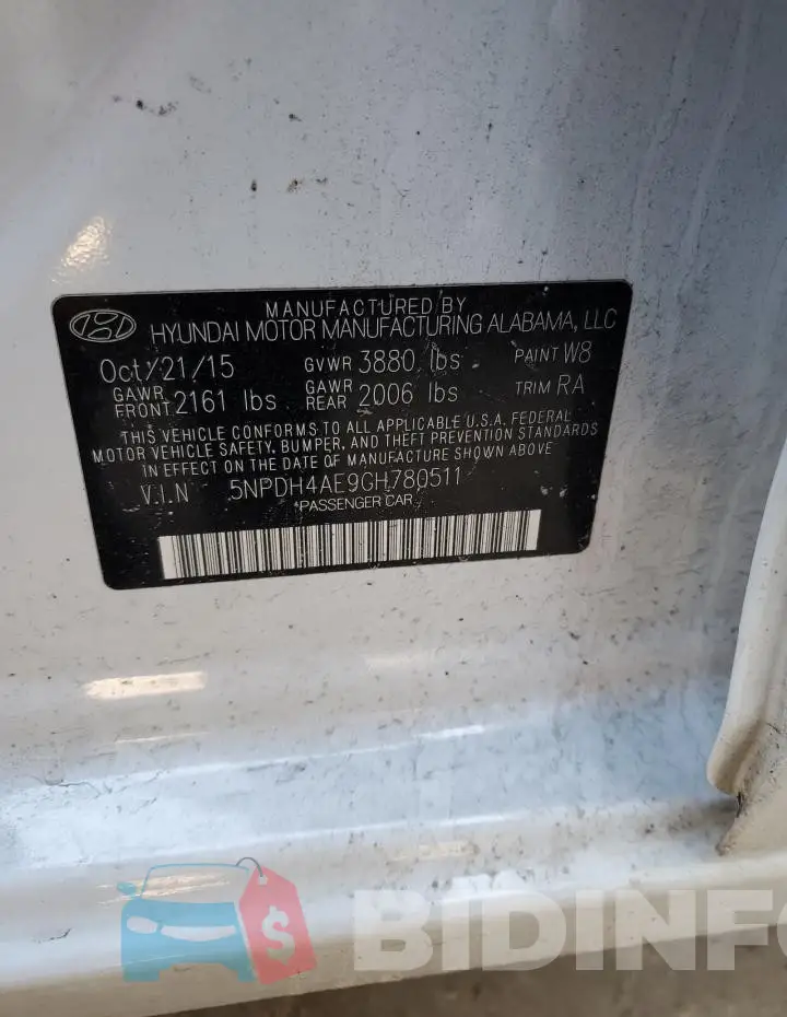 5NPDH4AE9GH780511 Photo# 12
