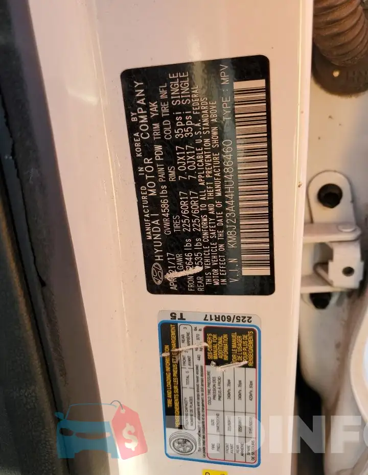 KM8J23A44HU486460 Photo# 12