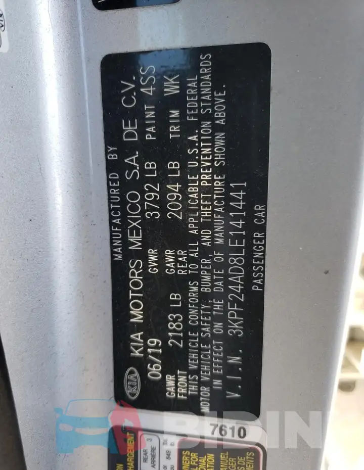 3KPF24AD8LE141441 Photo# 12