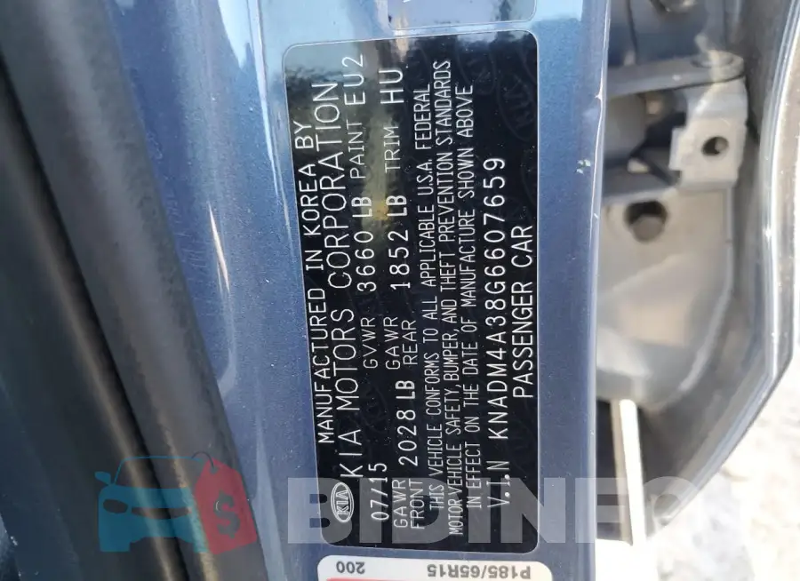 KNADM4A38G6607659 Photo# 12